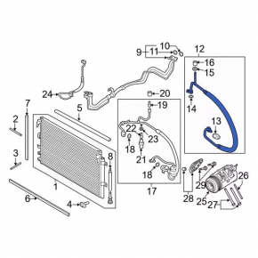 Air conditioner tube compressor-heater Ford Edge 19-24 2.7T