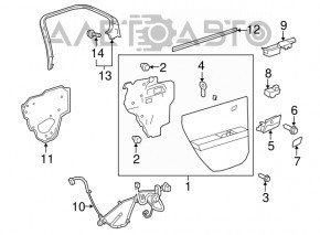 Door trim card rear right GMC Terrain 10-17 black, dented