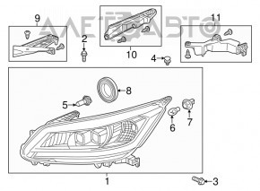 Headlight front right Honda Accord 16-17 LED