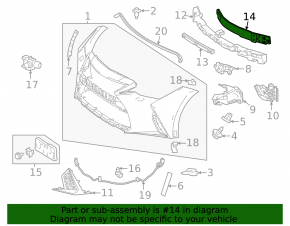 Front bumper reinforcement for Lexus IS300 IS350 21-22 rest, F Sport