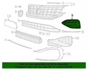 Front bumper grille side left VW Passat 20-22 for parking sensors