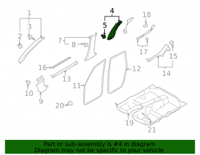 Subaru Forester 2013 SH center pillar trim, upper belt, right, gray