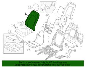 Lincoln MKZ 13-16 driver's seat without airbag, heated, black leather