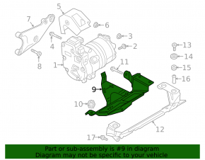 Audi E-Tron 19-23 air conditioning compressor bracket on the subframe, upper part