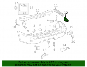 Left inner rear bumper mount for Toyota Sequoia 2016