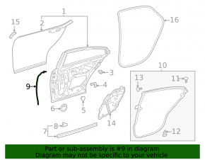 Front door seal, rear left, Lexus ES250 ES300h ES350 19-26