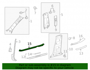Lexus IS 14-24 black inner front right door sill trim