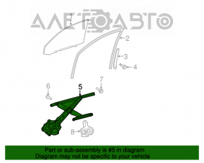 Front left window lift with motor for Toyota Highlander 2008-2013