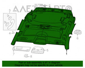 Jeep Cherokee KL 19-23 gray headlining, for panoramic windows, for dry cleaning, burn marks