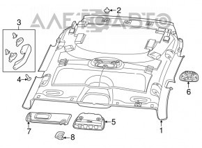 Jeep Cherokee KL 19-23 gray headlining, for panoramic windows, for dry cleaning, burn marks