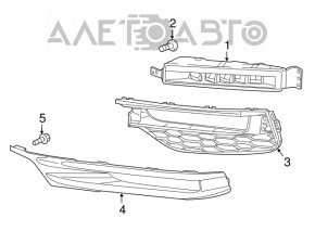 Right side grille of the front bumper Honda Accord 16-17 under the fog lights hybrid