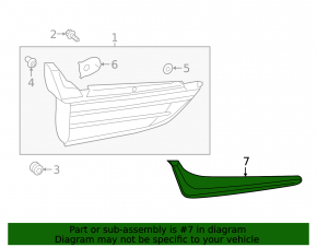 Right trunk door molding for Lexus LX570 16-21 above the light, chrome