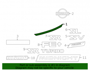 Nissan Sentra 13-17 trunk lid molding chrome without camera