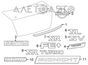 Nissan Sentra 13-17 trunk lid molding chrome without camera