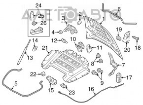 Bonnet hinge cover left Porsche Panamera 10-16
