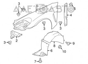 Mudguard front left rear part Porsche Panamera 10-16