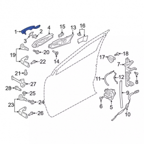 Door handle outer rear left Ford Edge 15- keyless
