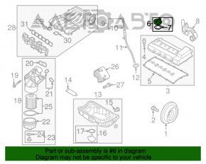 Oil filler cap for VW Passat b7 12-15 USA 2.5, 3.6
