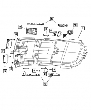 Right visor for Dodge Journey 11-20, gray, without backlight, without hook