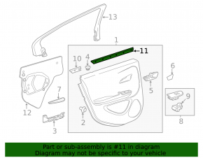 Glass seal inside rear right door Chevrolet Volt 16-