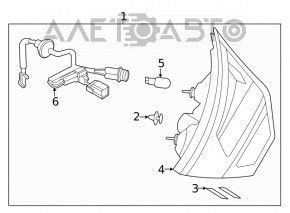 Right inner tailgate light Nissan Rogue 21-26 halogen + LED, scratches