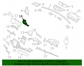 Front panel trim left Volvo V90 17-22 usa, chrome, black gloss, broken fastener