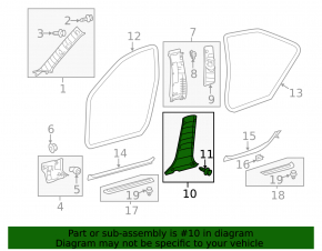 Lower left center pillar trim for Toyota Avalon 13-18 black