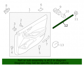 Glass seal inside front left door Hyundai Ioniq 17-22