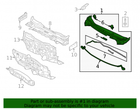 Windscreen wiper grille plastic Kia Forte 4d 14-16