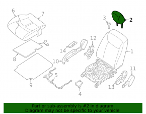 Nissan Leaf 18-25 front left headrest, black cloth