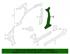 Lincoln MKX 16-18 right center pillar