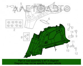 Arch trim left Jeep Cherokee KL 14-14 black under electric cover