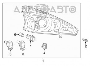 Headlight front right Nissan Altima 13-15 bare dorest halogen