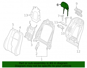 Front right headrest for Audi Q8 19-25, black leather, gray stitching