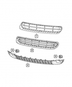 Upper grille front bumper Fiat 500L 14-17 Trekking