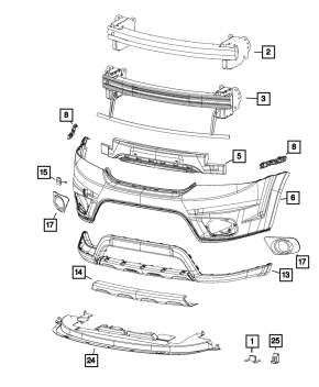 Grille fog light right Dodge Journey 11- SXT structure