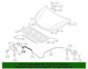 Hyundai Santa FE Sport 13-18 Front Hood Lock Release Cable