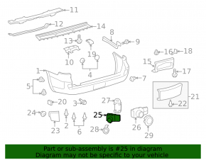 Rear parking sensor inside Toyota Sequoia 2008-2010 with ring