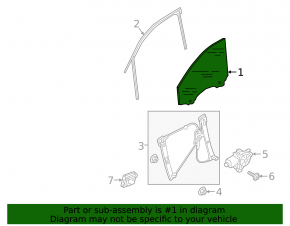 Front left door glass Audi A4 B9 17-25