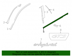 Molding door-glass center front right Porsche Panamera 17-23 chrome