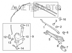 Hyundai Sonata 15-19 Windscreen Wiper Motor