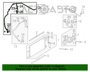 Long air conditioning hose, iron, Ford Focus USA 2011