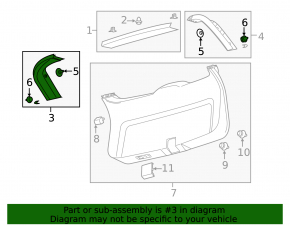 Right tailgate trim for Lincoln Corsair 20-26