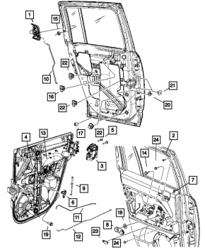 Jeep Compass 11-16 outer rear left door handle structure