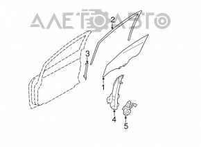Front right door glass guide for Nissan Leaf 11-12