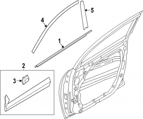 Door-glass molding, central front left, Hyundai Kona 23-25 Electric, black