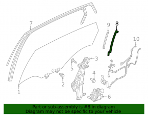 Rear right door glass guide for Nissan Ariya 23-25