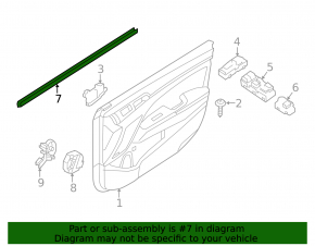 Glass seal inside front right door Hyundai Elantra AD 17-20