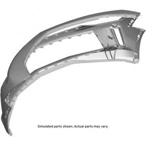 Front bumper bare Chevrolet Camaro 16-LT graphite dented, missing fragments, broken fasteners, fractures, sawed