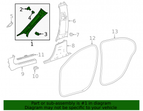 Mercedes A-Class V177 19-22 black front pillar trim, upper left
